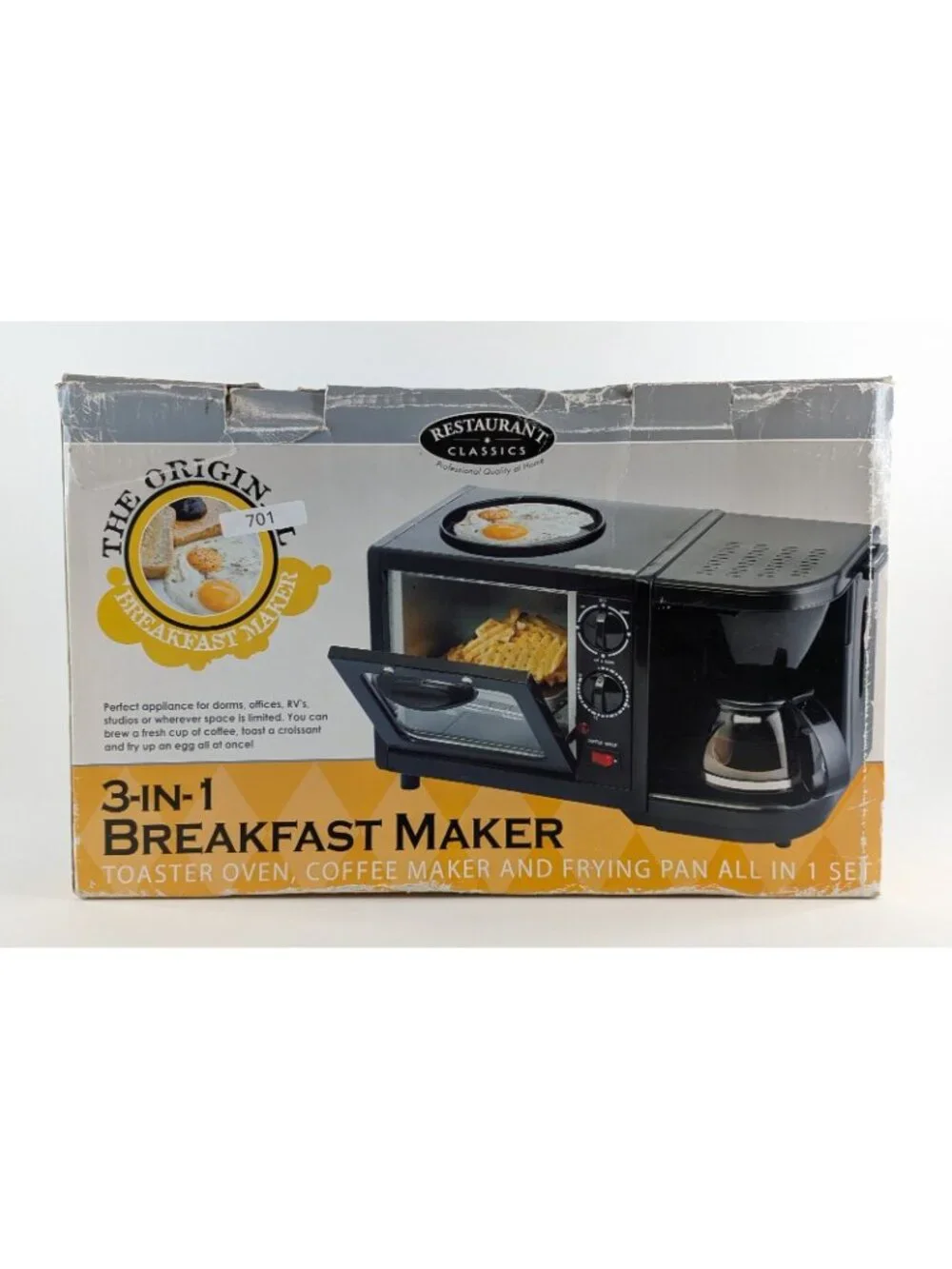 The Original Breakfast Maker 3-in-1 Toaster Oven, Coffee Maker & Frying Pan NEW